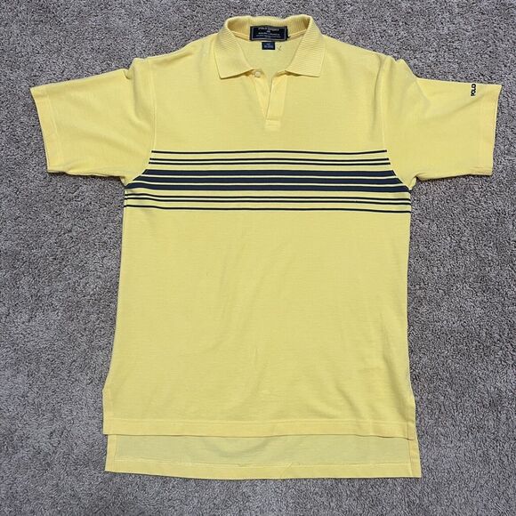 Other - VTG Ralph Lauren Polo Sport Shirt Mens XL Yellow Stripe Waffle Knit Preppy